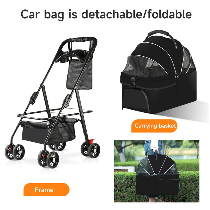 Poussette Multifonction 3-en-1 pour Animaux - HautePattes