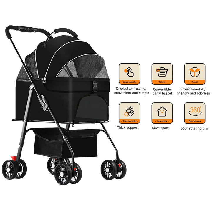 Poussette Multifonction 3-en-1 pour Animaux - HautePattes