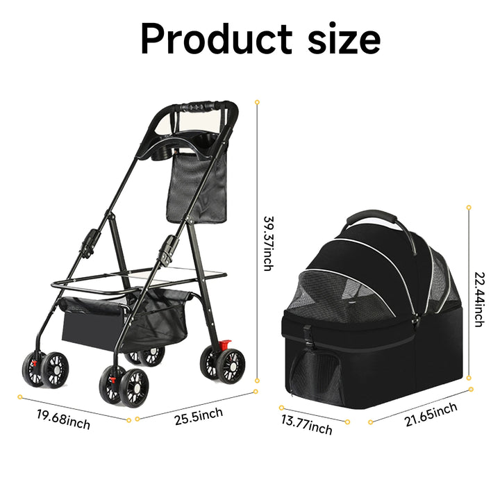 Poussette Multifonction 3-en-1 pour Animaux - HautePattes