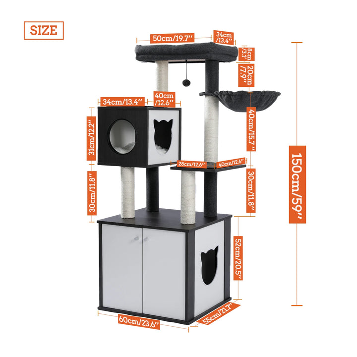 Arbre à chat design 89 cm – Élégance et confort pour petits espaces