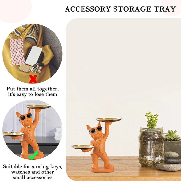 Bouledogue Double Plateau en Résine et Métal - HautePattes