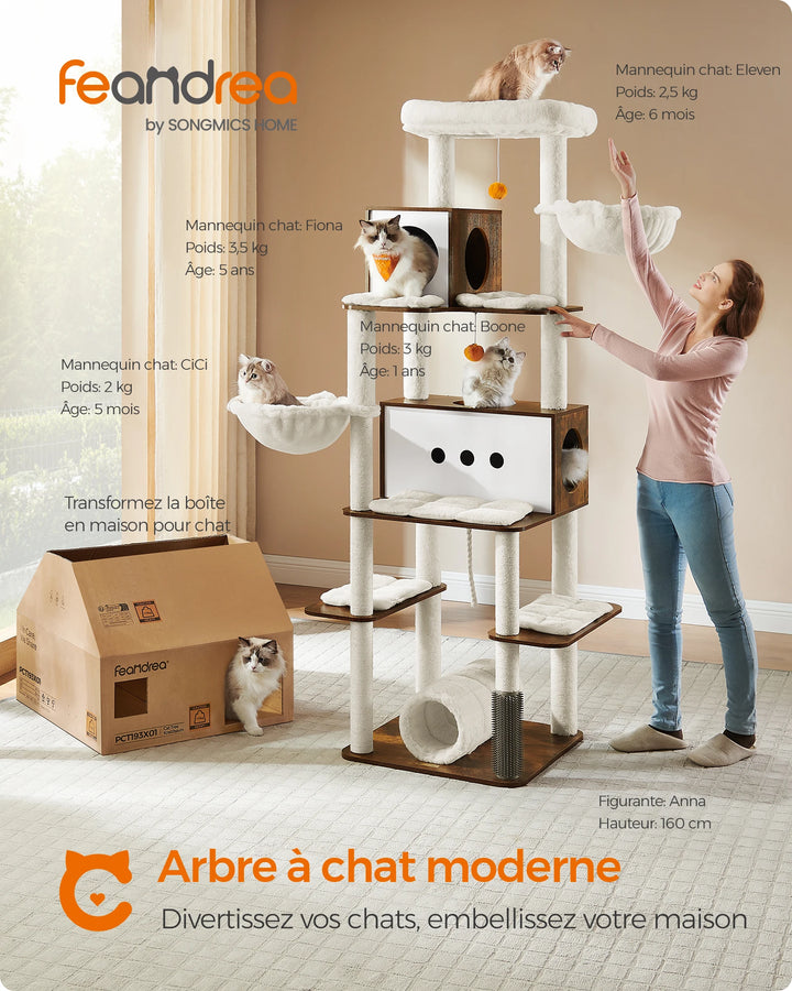 Arbre à chat 197 cm – Un refuge stable pour plusieurs chats
