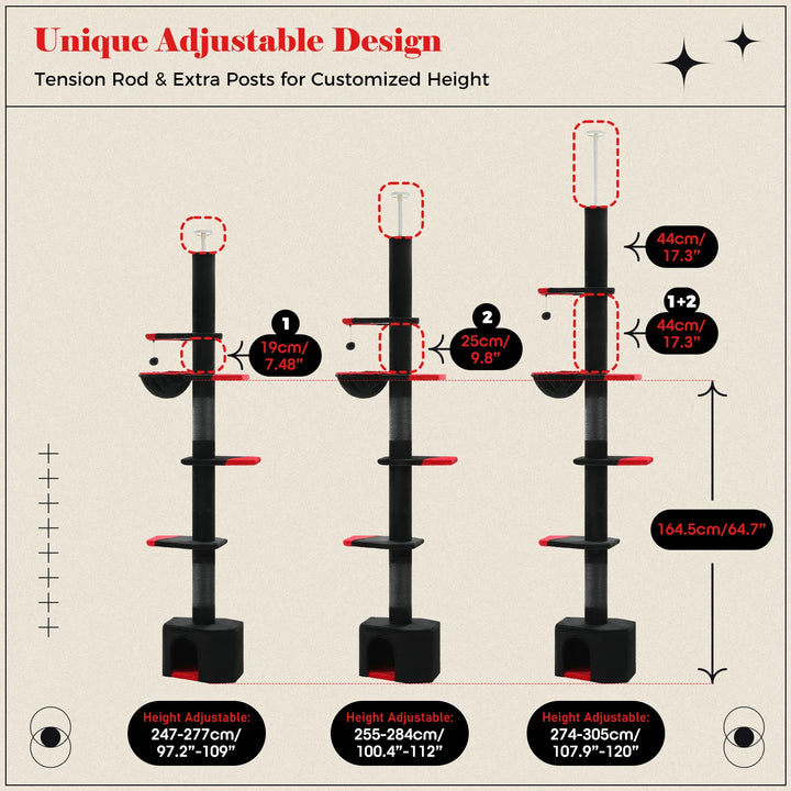 Tour à chat verticale design – Jusqu’à 3 chats, 5 niveaux de liberté