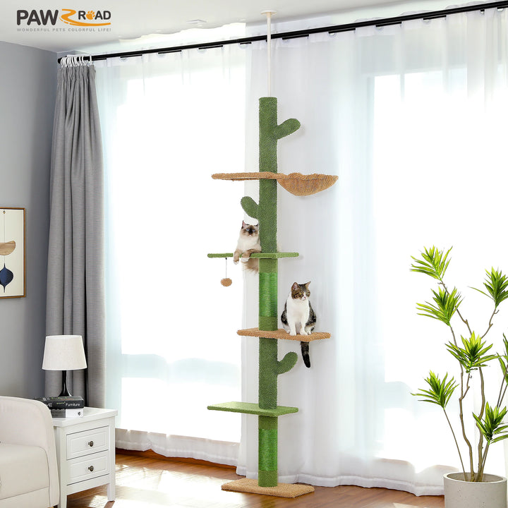 L’arbre à chat cactus – 5 niveaux, hamac & style qui décoiffe