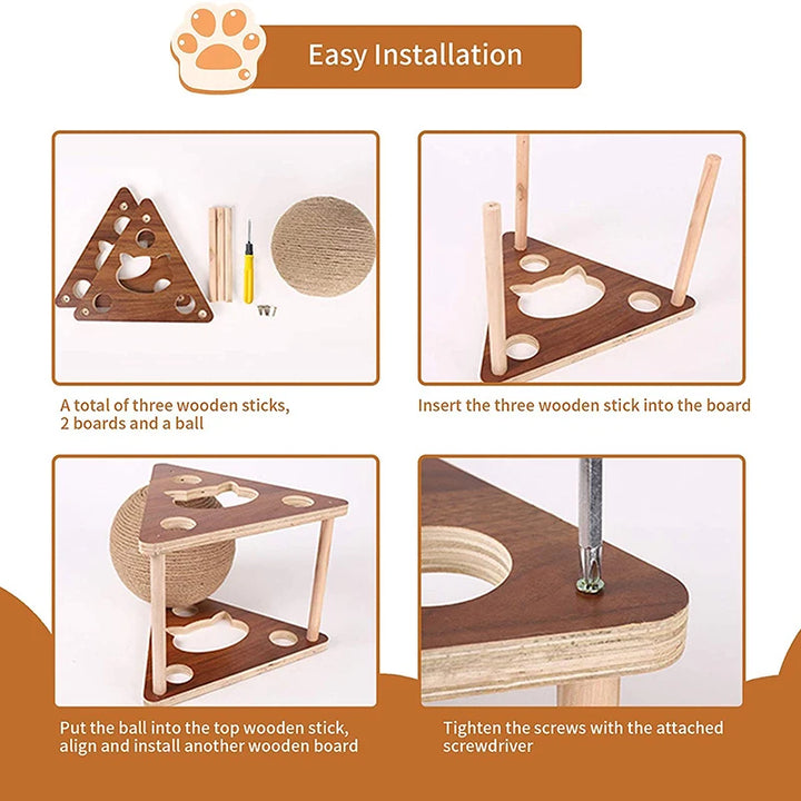 Griffoir en Bois avec Balle Suspendue - HautePattes