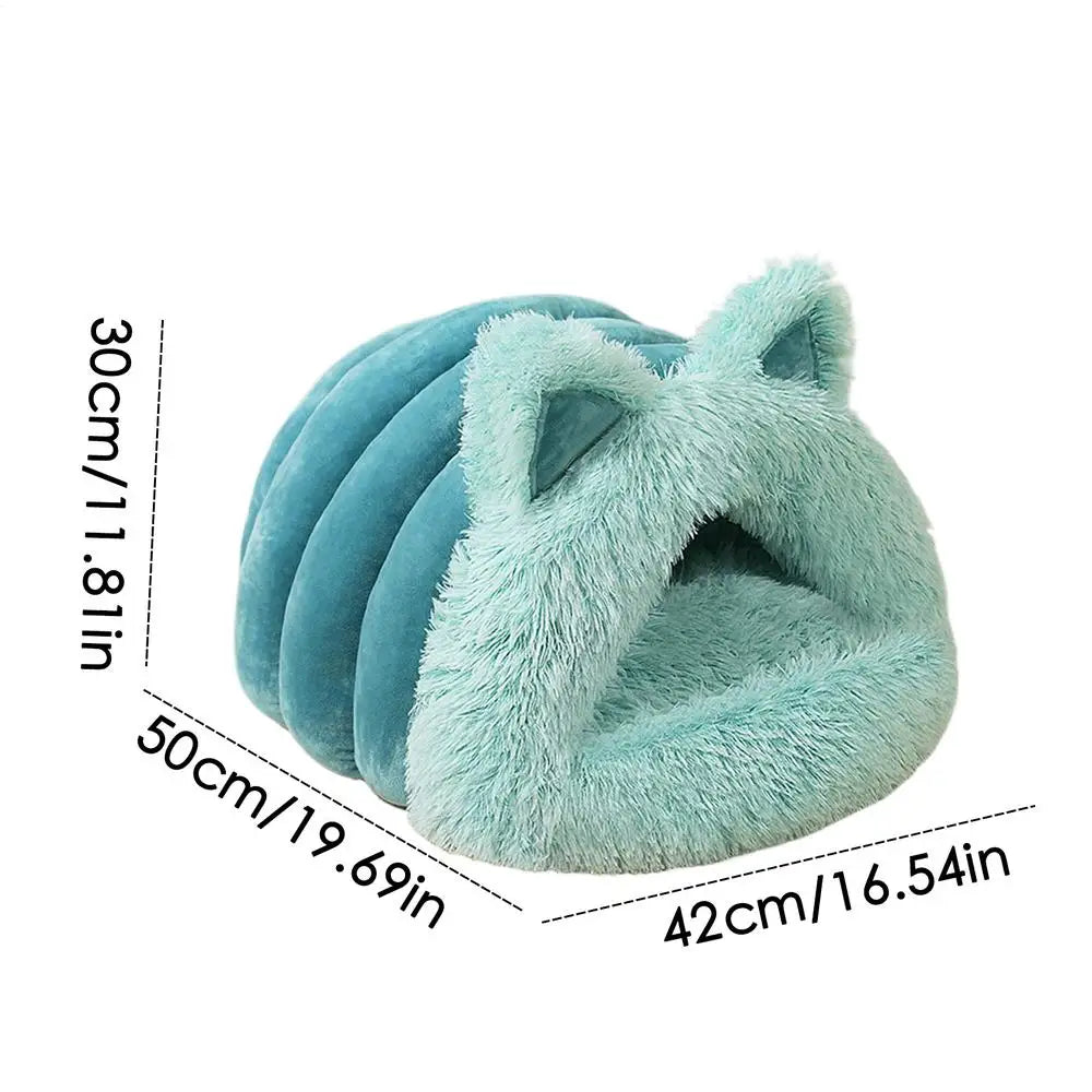 Grotte de lit pour chat avec oreilles décoratives - HautePattes