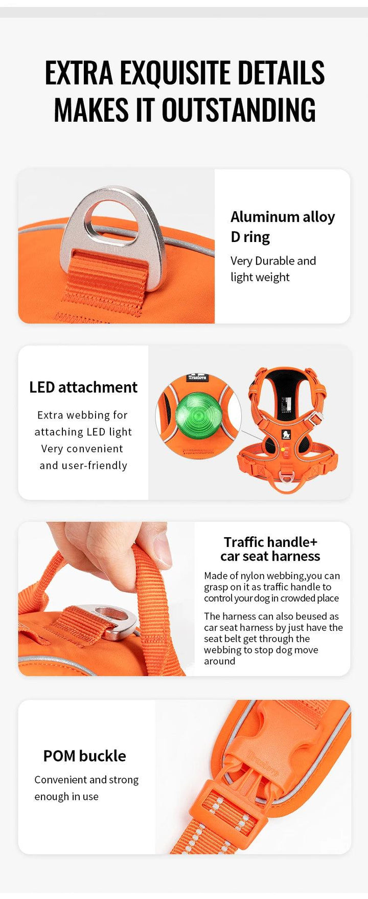 Harnais True love anti-traction chien nylon réfléchissant - HautePattes