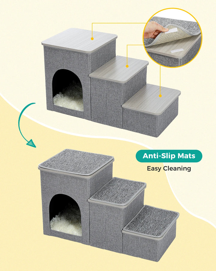 Escalier Premium en Bois Gris à 3 Niveaux – Confort et Élégance - HautePattes