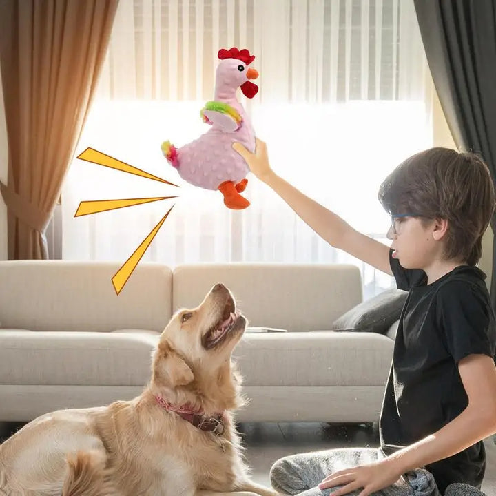 Jouet Couineur en Peluche Coq Rieur pour Chien - HautePattes