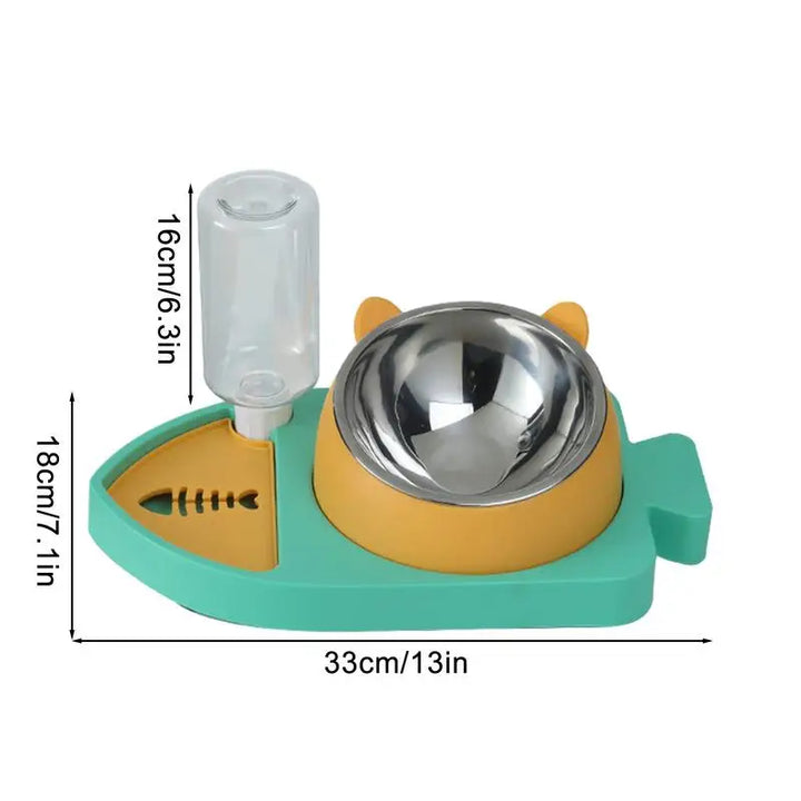 Gamelle 3-en-1 pour chat – Hydraté, bien nourri, en sécurité