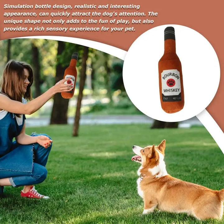 Jouet à mâcher en peluche Forme bouteille de whiskey bourbon - HautePattes