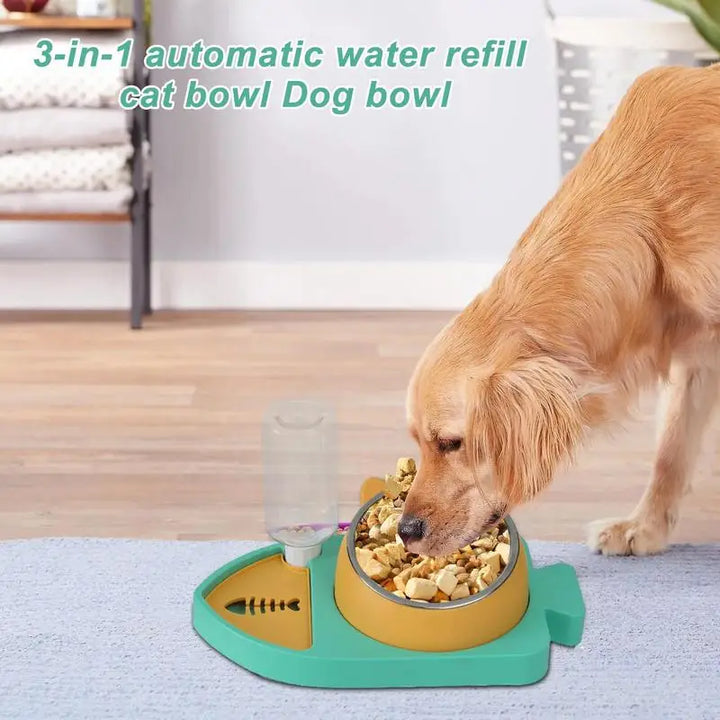 Gamelle 3-en-1 pour chat – Hydraté, bien nourri, en sécurité