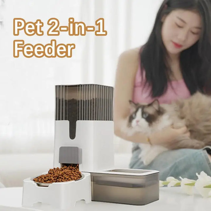 Distributeur Automatique 2-en-1 Nourriture & Eau - HautePattes