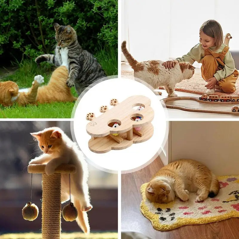 Jeu de taupe griffoir pour chat avec 3 taupes en peluche intégrées - HautePattes