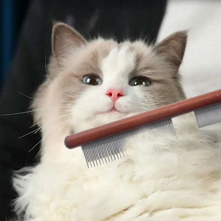 Peigne anti-puces chien chat en bois pour un soin apaisant