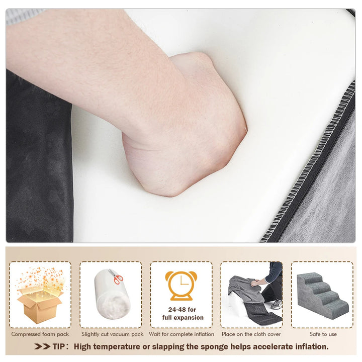 Escalier Premium pour Chien à 4 Marches en Mousse à Mémoire de Forme - HautePattes