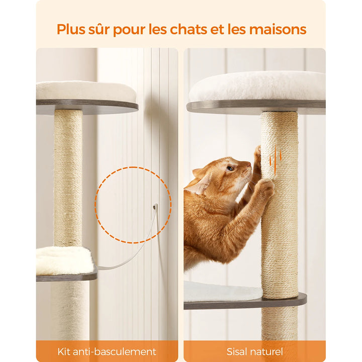 Arbre à chat 165 cm – Élégant refuge vertical pour chats exigeants