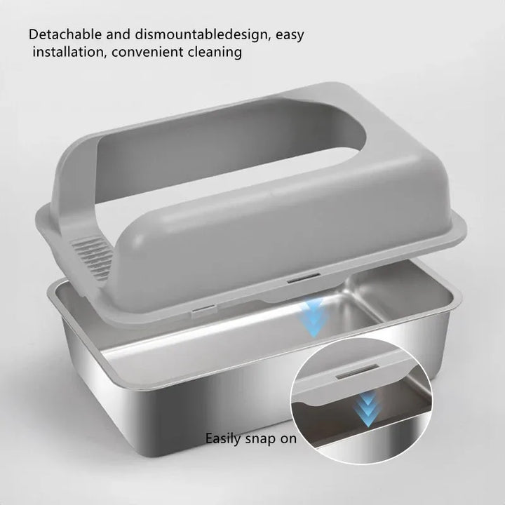 Bac à litière inox pour chat design anti-odeur premium