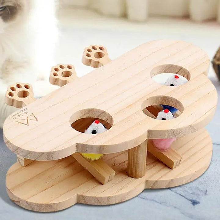 Jeu de taupe griffoir pour chat avec 3 taupes en peluche intégrées - HautePattes