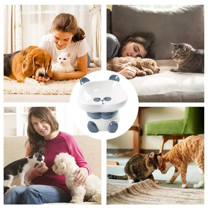 Gamelle surélevée et inclinée en céramique Panda - HautePattes