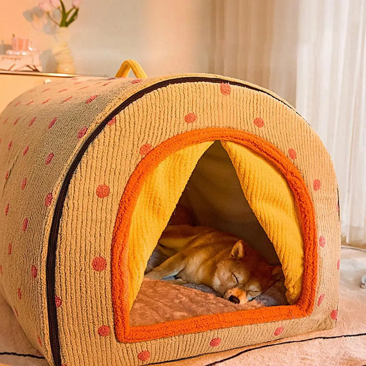 Niche cocon d’hiver pliable pour petits chiens et chats - HautePattes
