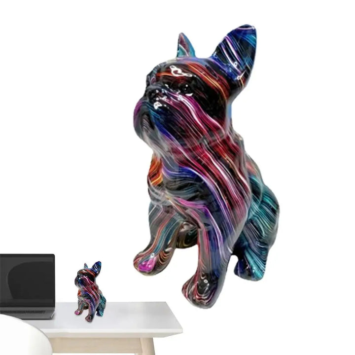 Statue de bouledogue en résine colorée - HautePattes