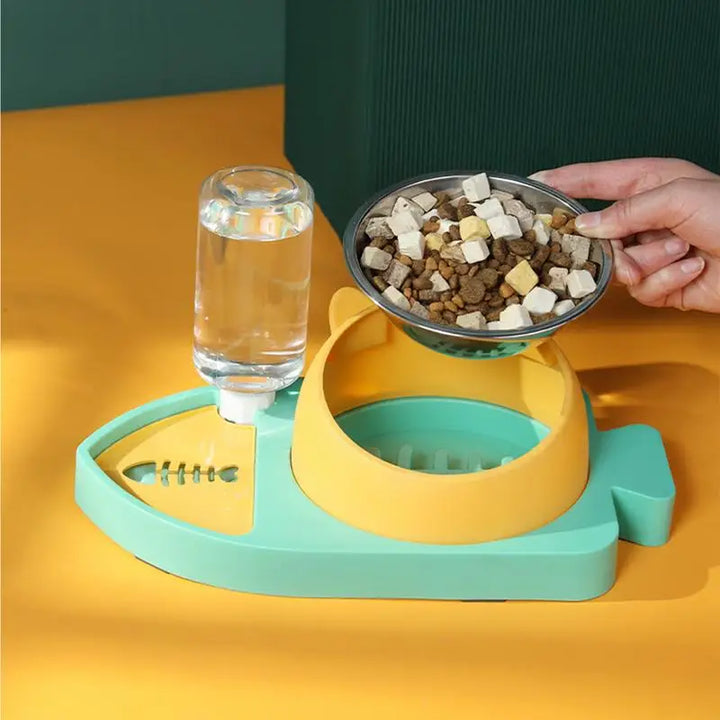 Gamelle 3-en-1 pour chat – Hydraté, bien nourri, en sécurité