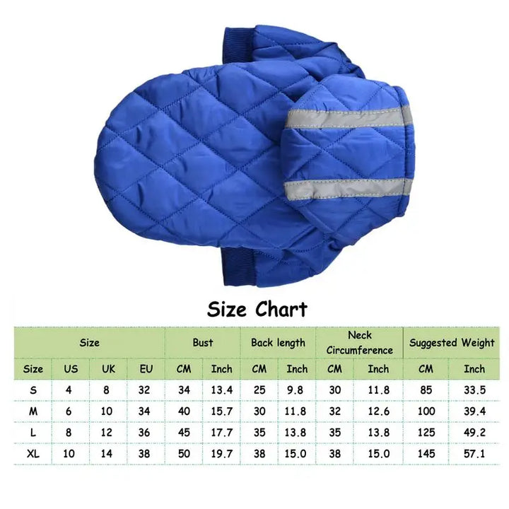 Manteau chaud avec bandes réfléchissantes pour chien courageux