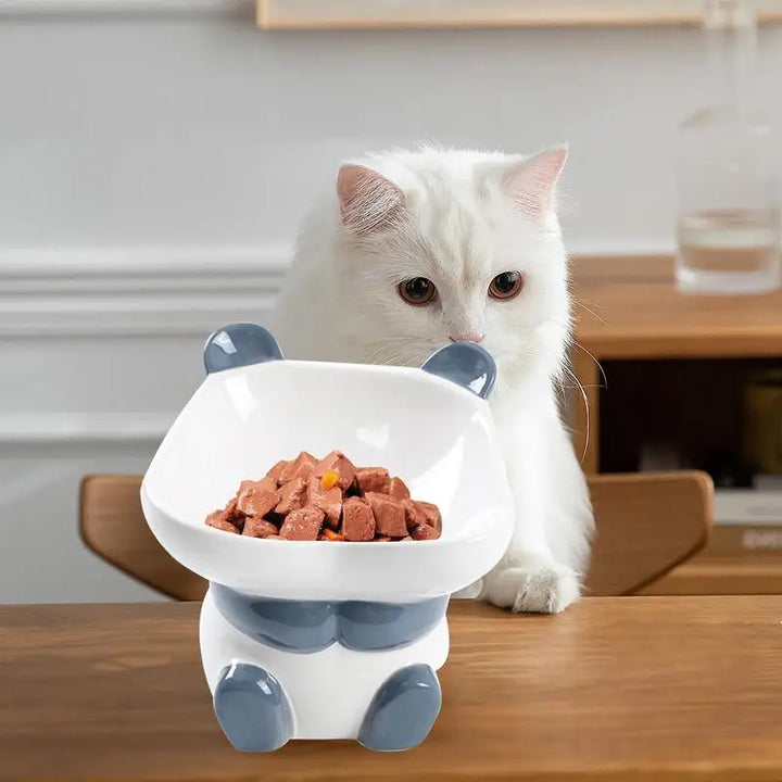 Gamelle surélevée et inclinée en céramique Panda - HautePattes