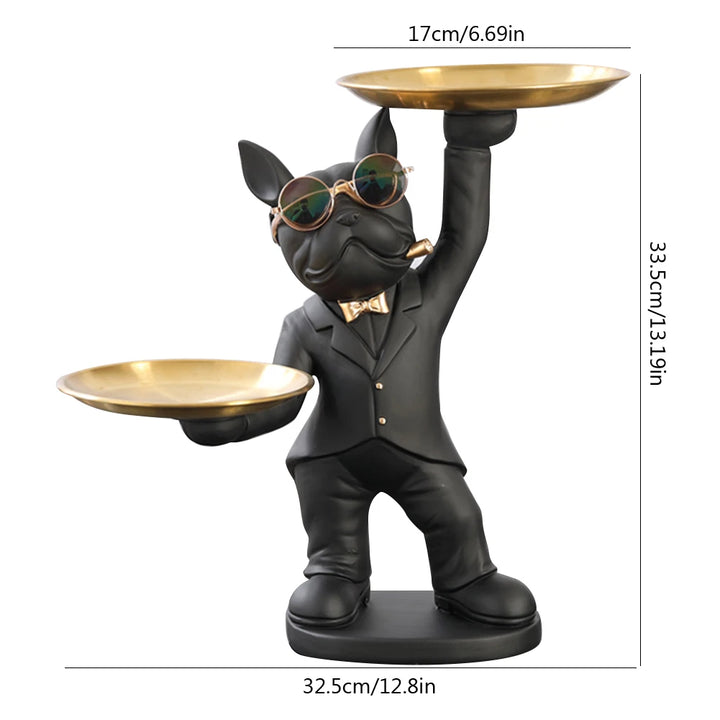 Bouledogue Double Plateau en Résine et Métal - HautePattes