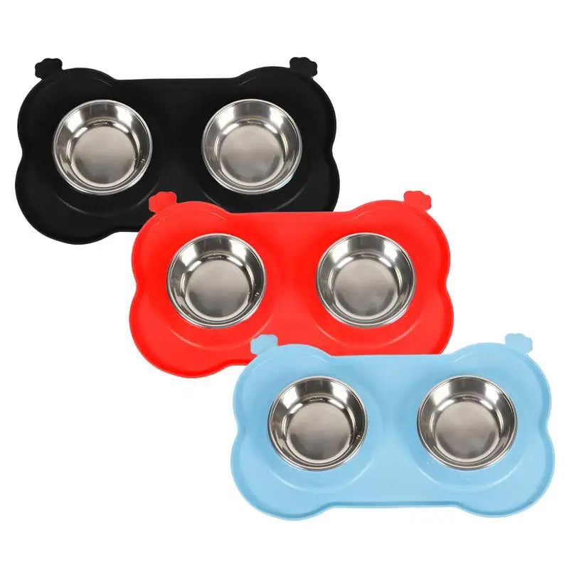 Gamelle Double en Acier Inoxydable avec Base Antidérapante - HautePattes