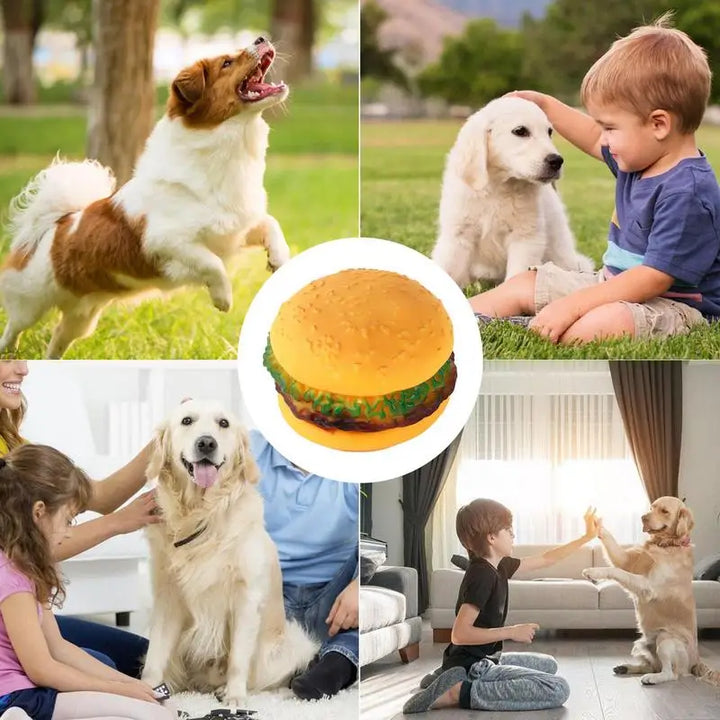 Jouet Couineur en Forme de Hamburger pour Chien - HautePattes