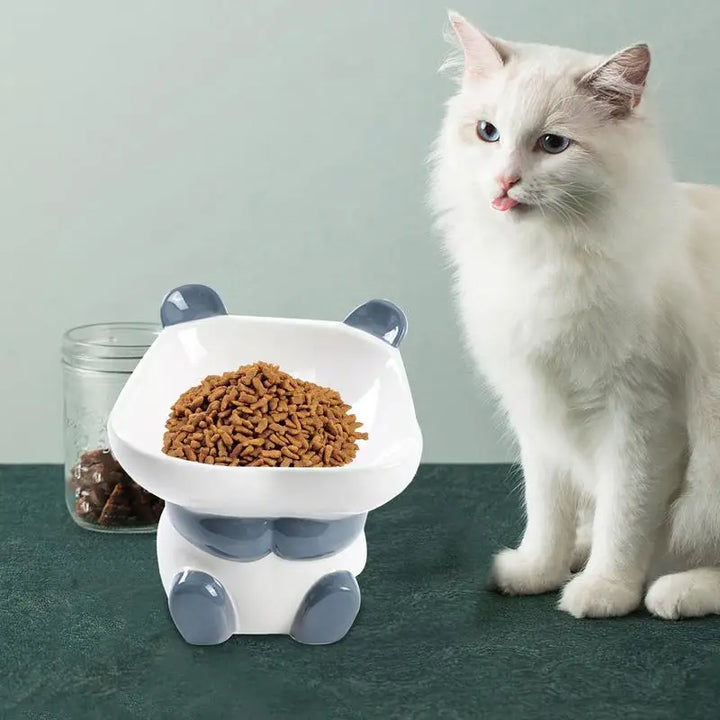 Gamelle surélevée et inclinée en céramique Panda - HautePattes