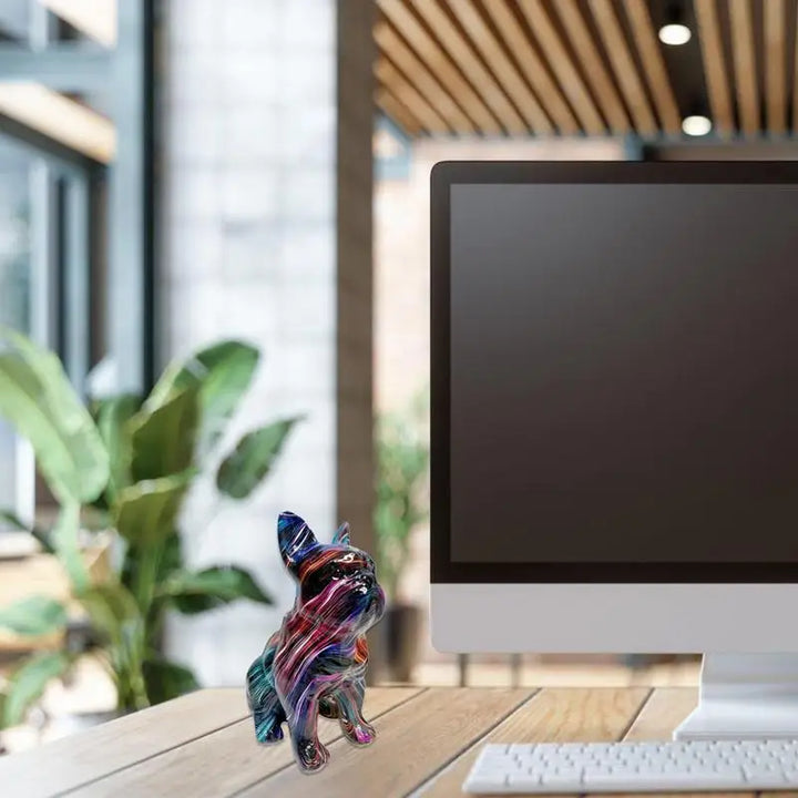 Statue de bouledogue en résine colorée - HautePattes