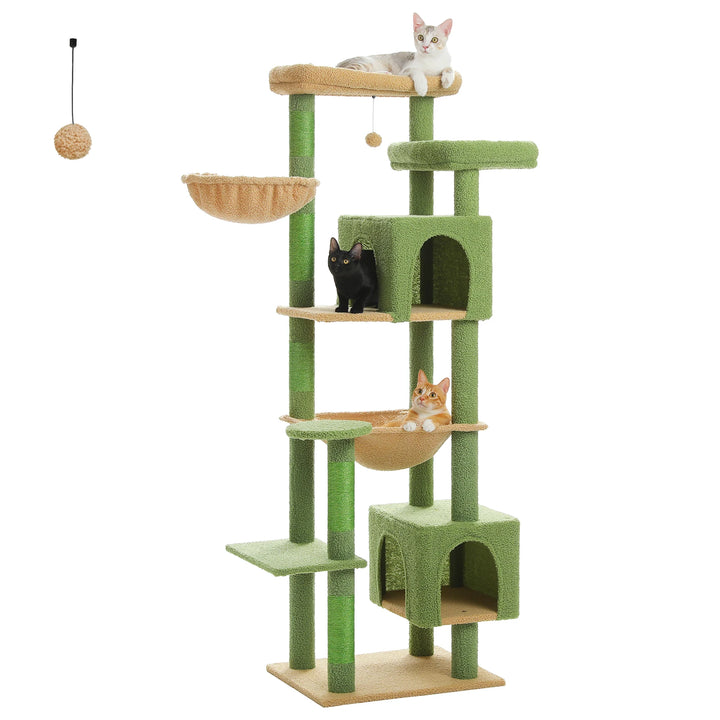 Arbre à chat XXL 175 cm – 2 hamacs, condos & griffoirs pour grands félins