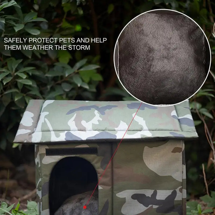 Abri extérieur camouflage pour chat errant – chaud, imperméable et protecteur