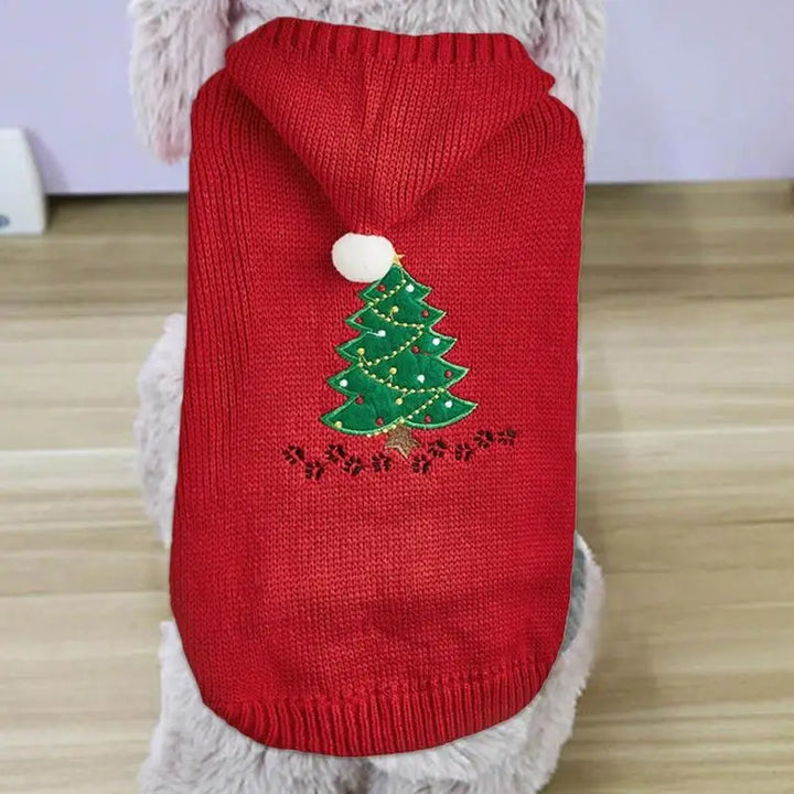 Pull de Noël chien avec bonnet assorti pour un moment magique