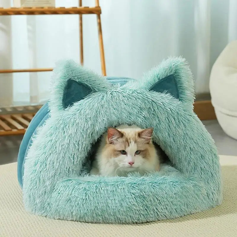 Grotte de lit pour chat avec oreilles décoratives - HautePattes