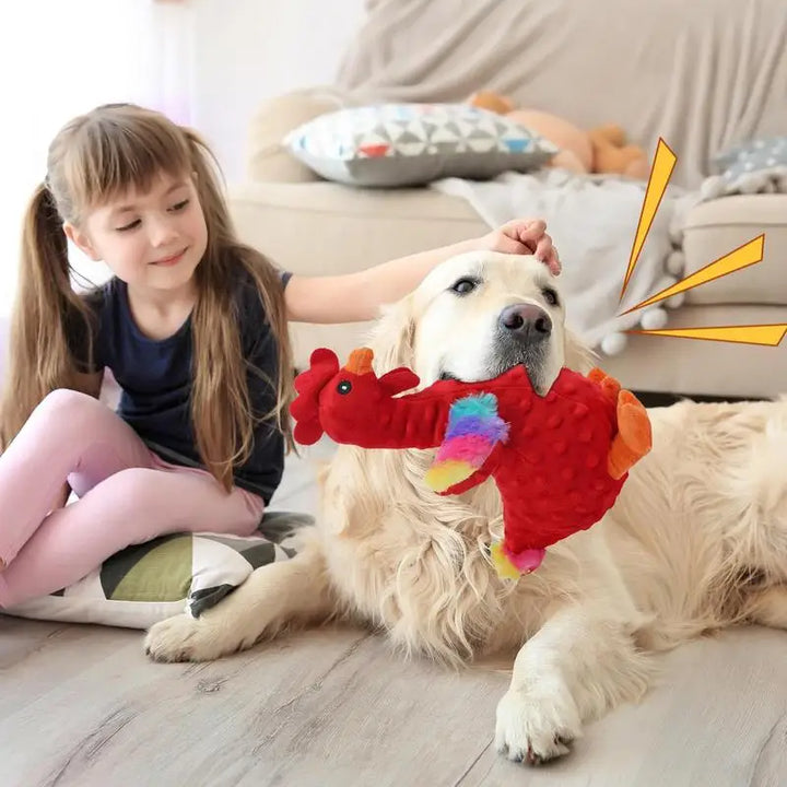 Jouet Couineur en Peluche Coq Rieur pour Chien - HautePattes