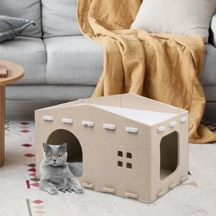 Lit double couche pour chat – cocon design et refuge secret
