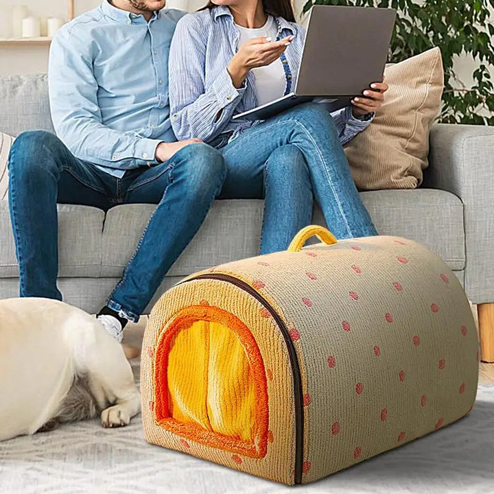 Niche cocon d’hiver pliable pour petits chiens et chats - HautePattes