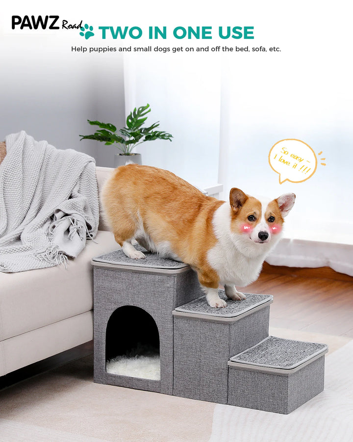 Escalier Premium en Bois Gris à 3 Niveaux – Confort et Élégance - HautePattes