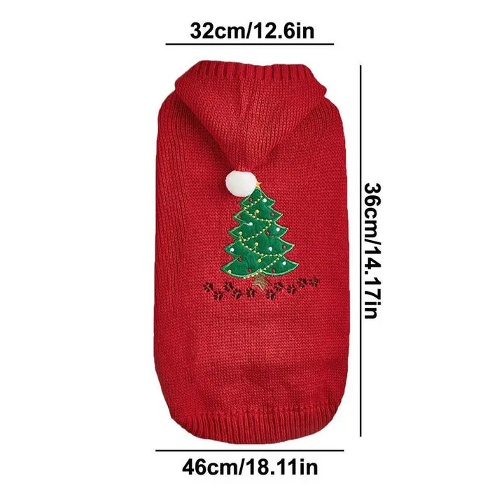 Pull de Noël chien avec bonnet assorti pour un moment magique