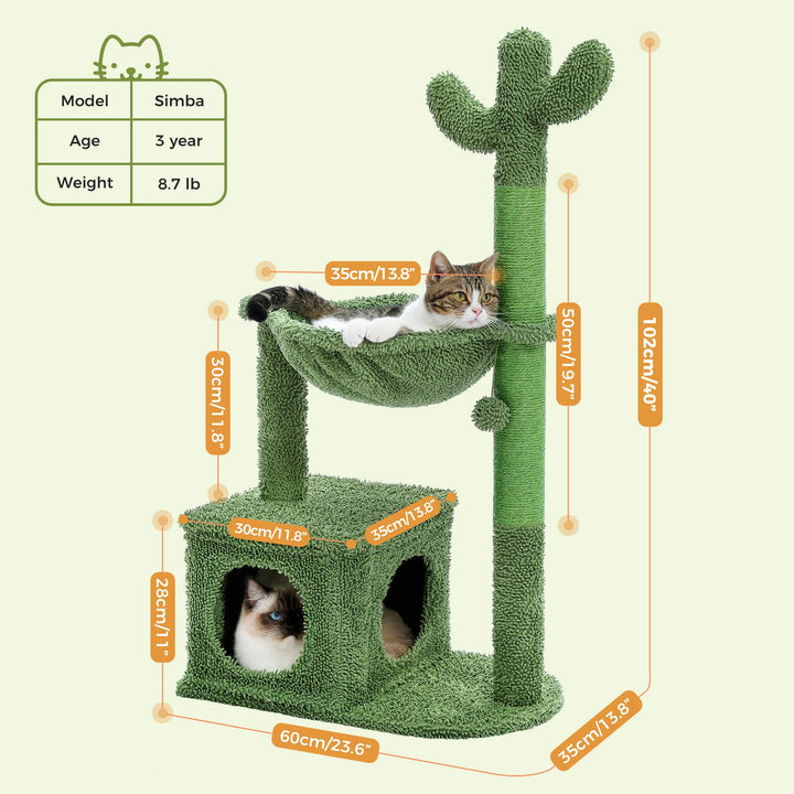 Arbre à chat cactus compact – Confort malin pour petits espaces