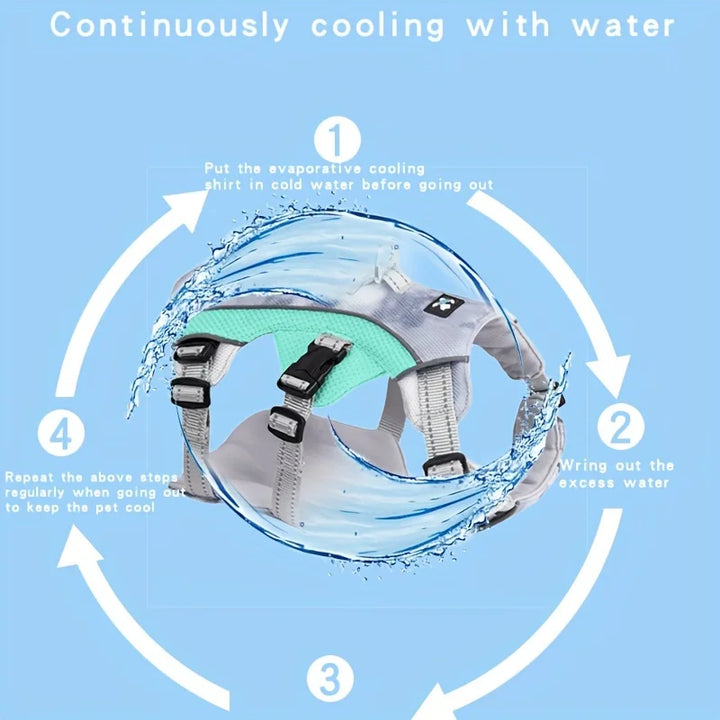 Harnais rafraîchissant chien : anti-traction doux & fraîcheur continue
