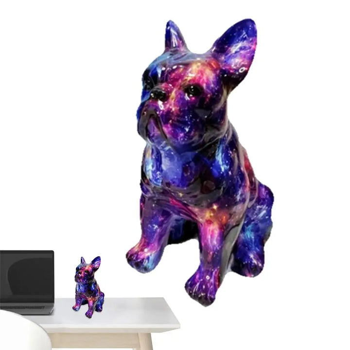 Statue de bouledogue en résine colorée - HautePattes