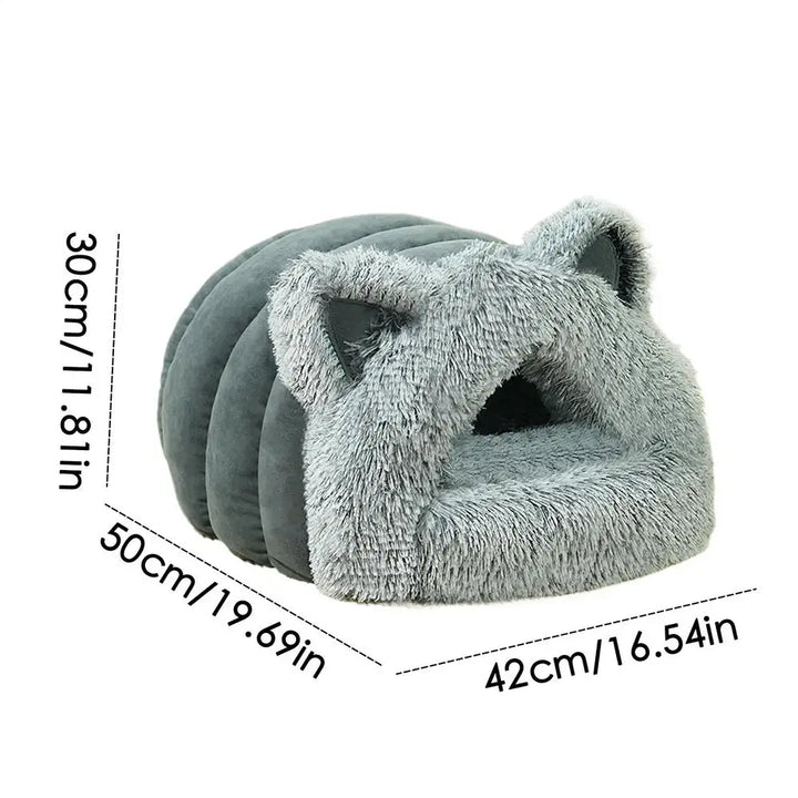 Grotte de lit pour chat avec oreilles décoratives - HautePattes