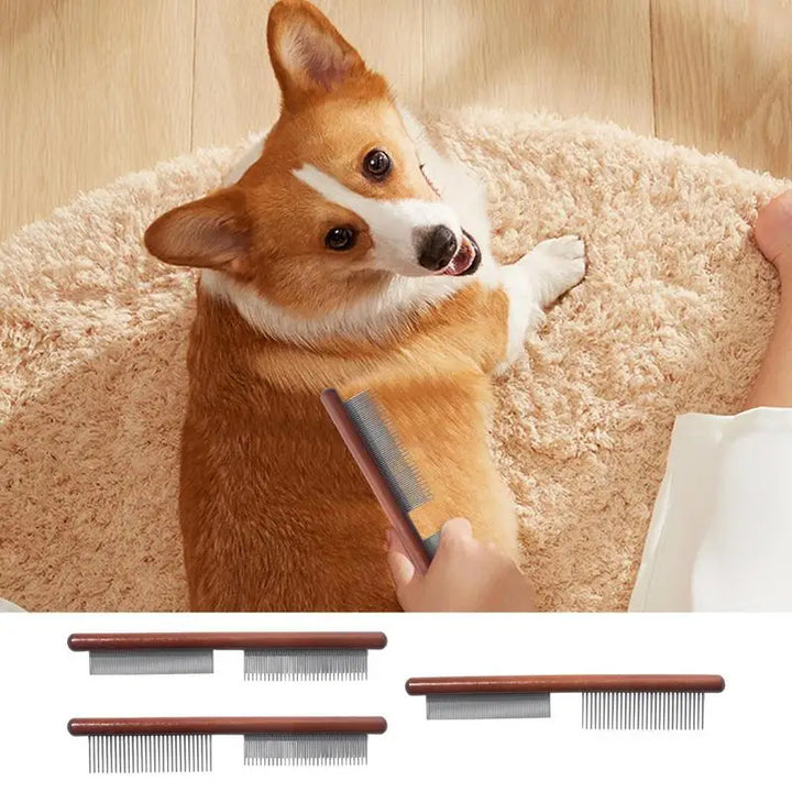 Peigne anti-puces chien chat en bois pour un soin apaisant
