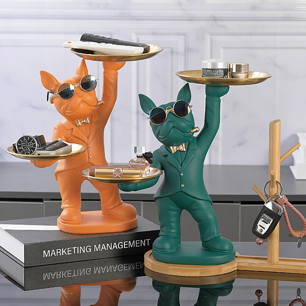 Bouledogue Double Plateau en Résine et Métal - HautePattes