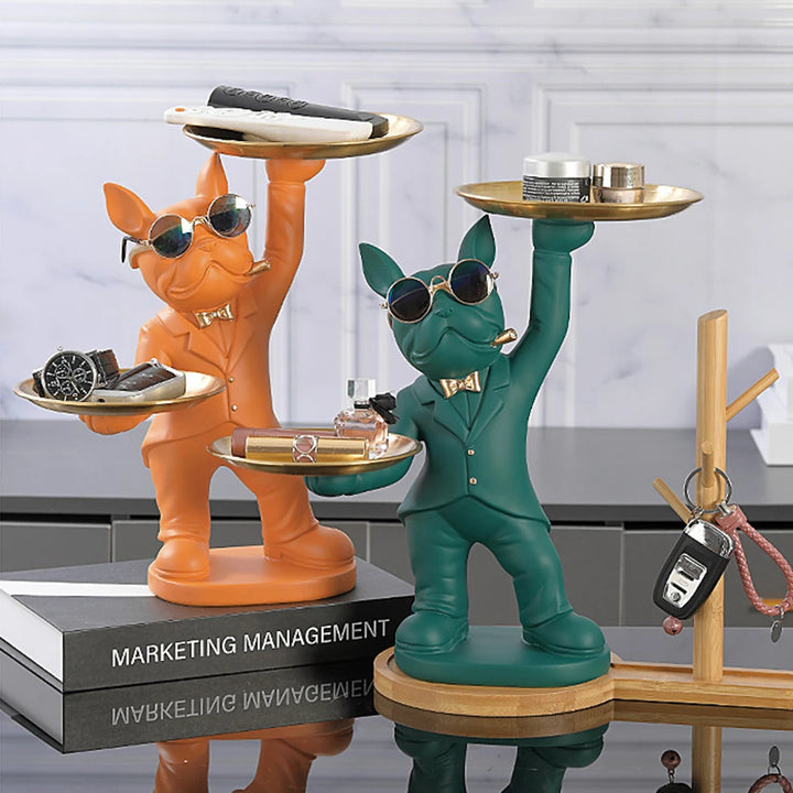 Bouledogue Double Plateau en Résine et Métal - HautePattes